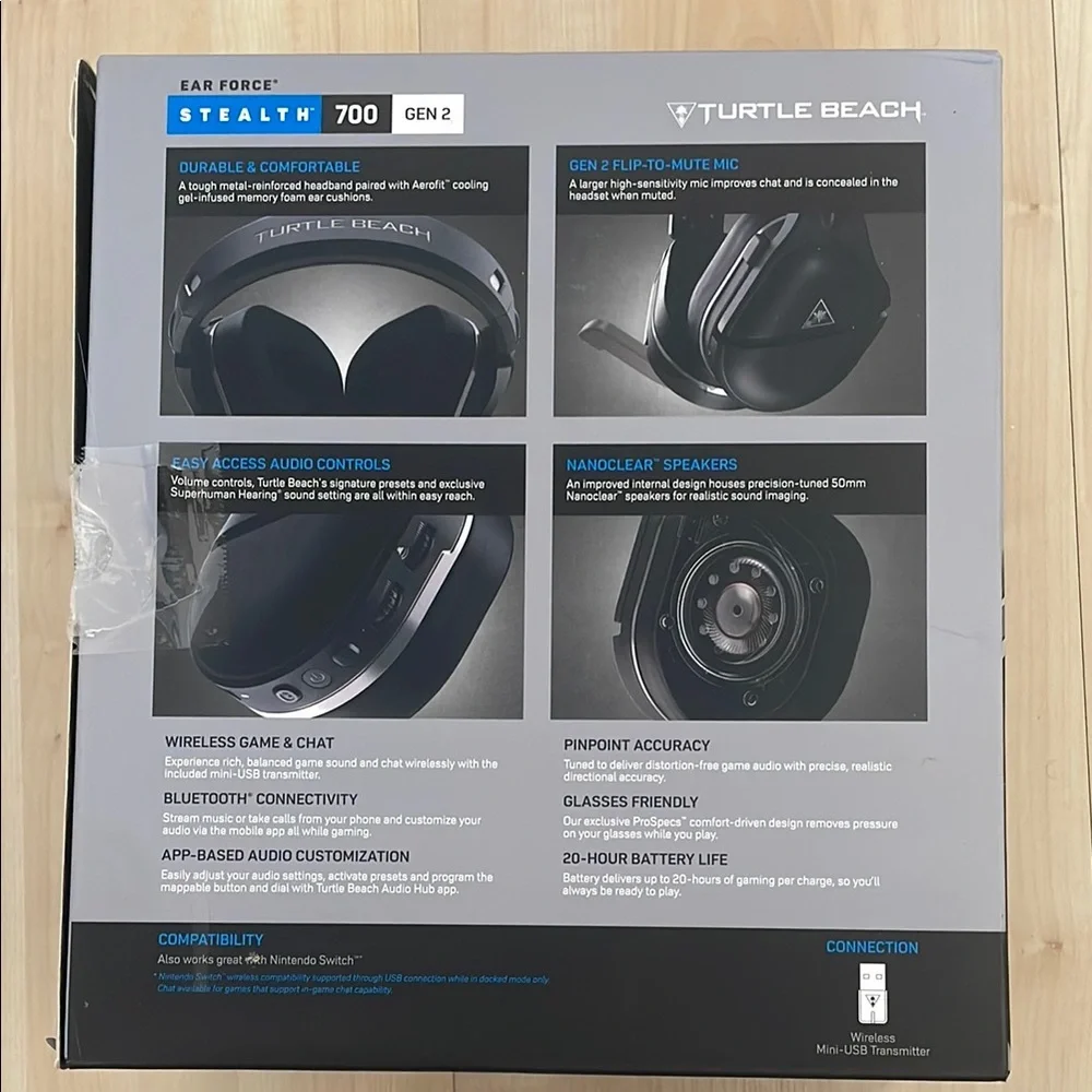 Stealth 700 Black Wireless Gaming Headset new Open box customer return